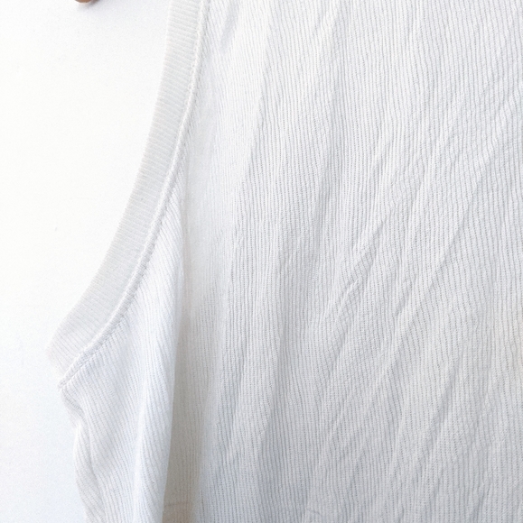 Helmut Lang White Sleeveless Crinkled Tank Shirt - Picture 7 of 8